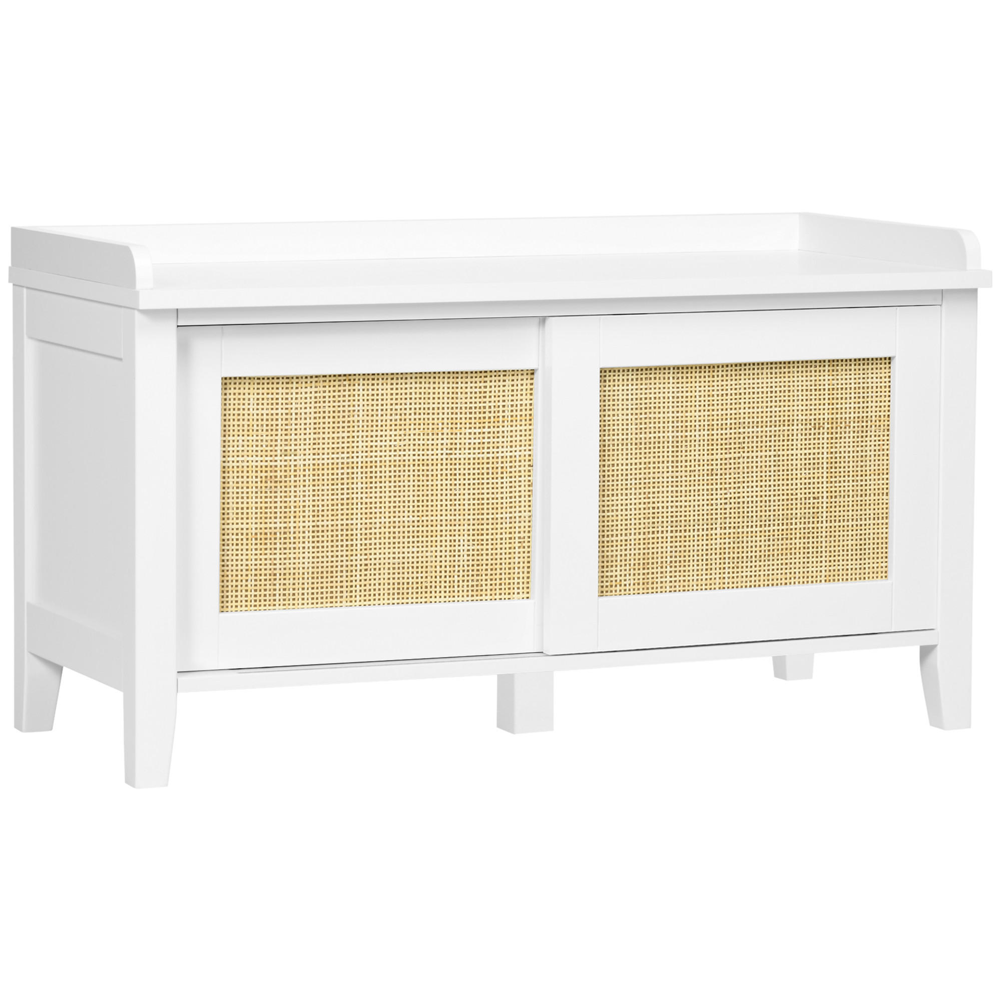 KONSOLENTISCH Weiß MDF Rattan 1 Stück - Weiß, Kunststoff (80/35/45cm) - GiPP