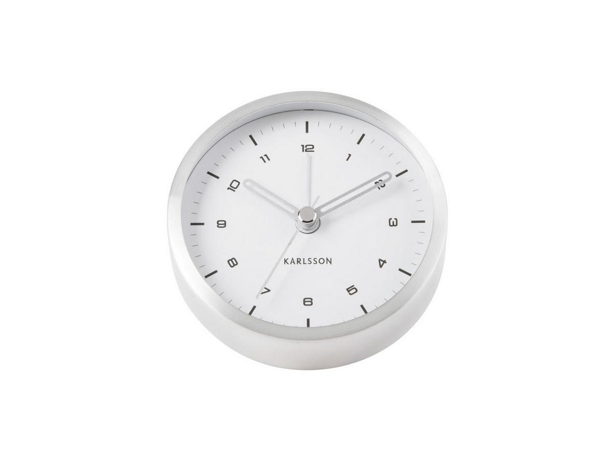 WECKER Weiß 9/9 cm - Weiß, Metall (9/9/3cm) - KUNSTLOFT