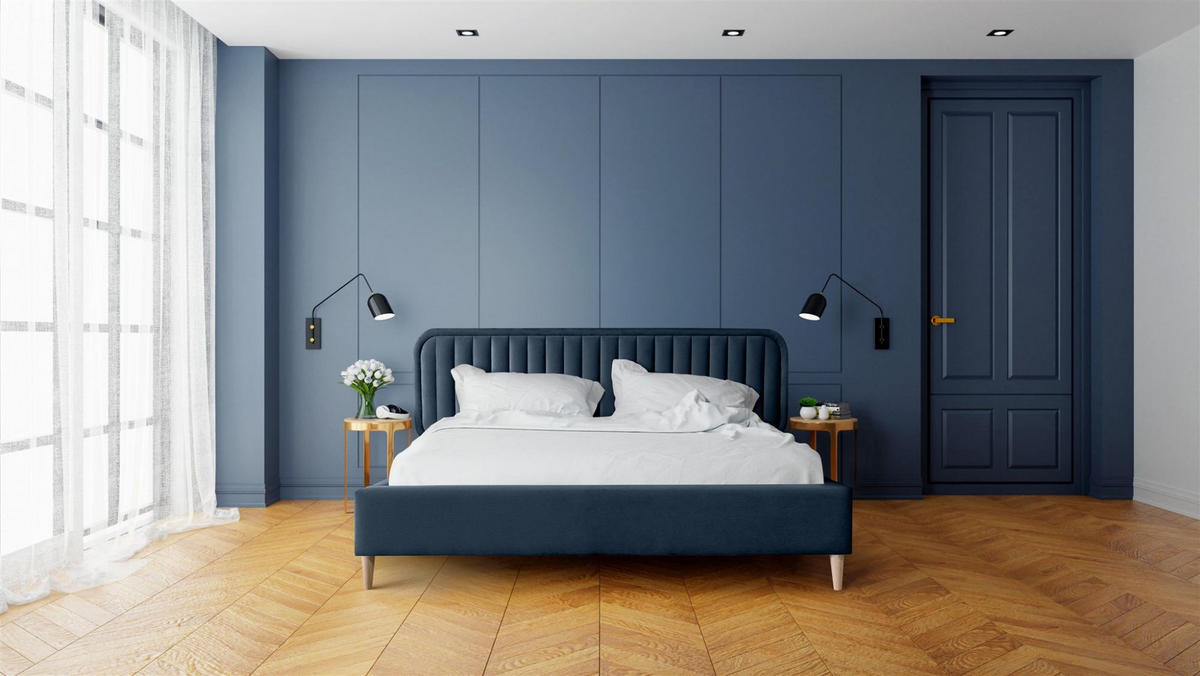 POLSTERBETT Miami In Monolith Kompl. - Dunkelblau, Holzwerkstoff/Textil (180/200cm) - Fun Möbel