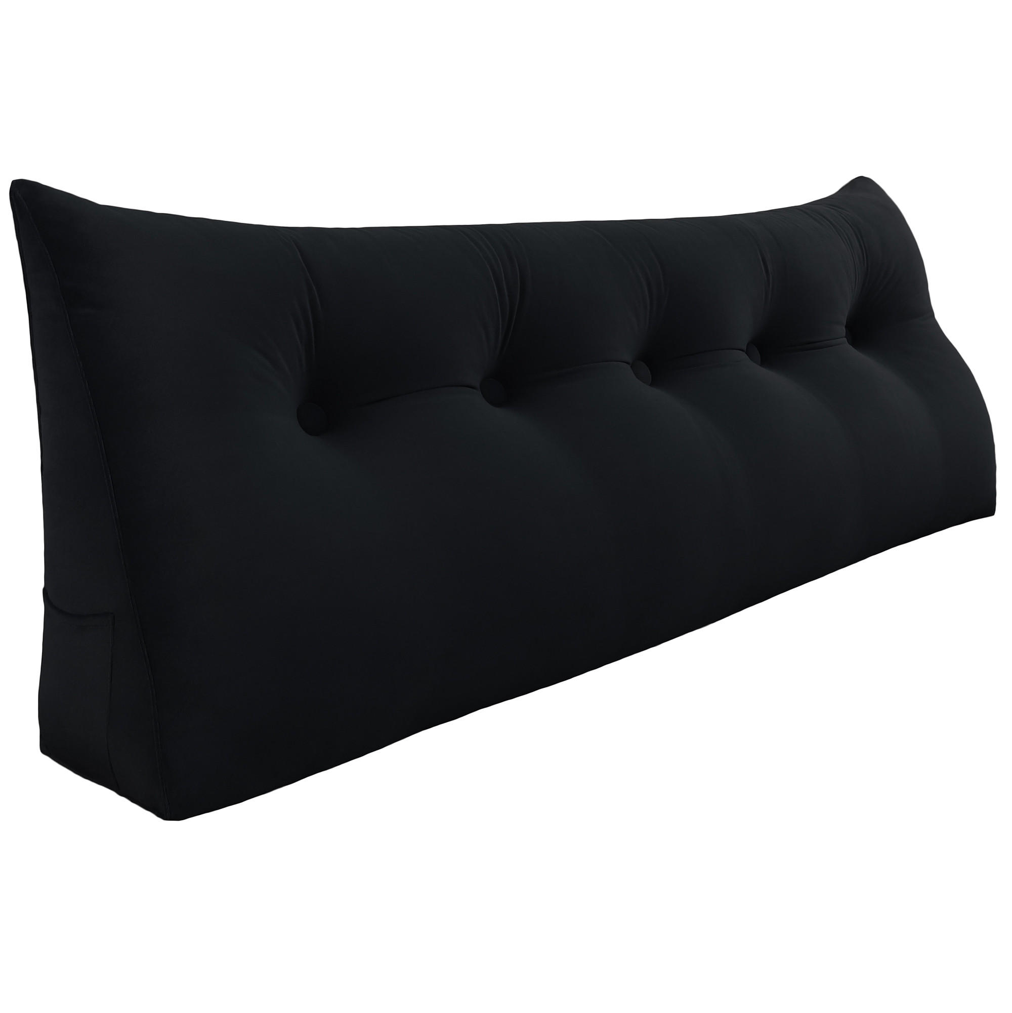 RÜCKENKISSEN für Bett Samt Schwarz 160 cm - Schwarz, Textil (50/160cm) - Vercart