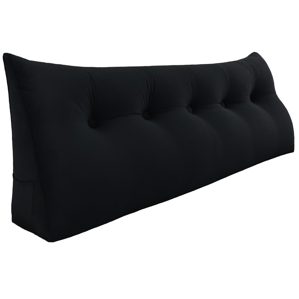 RÜCKENKISSEN für Bett Samt Schwarz 160 cm - Schwarz, Textil (50/160cm) - Vercart