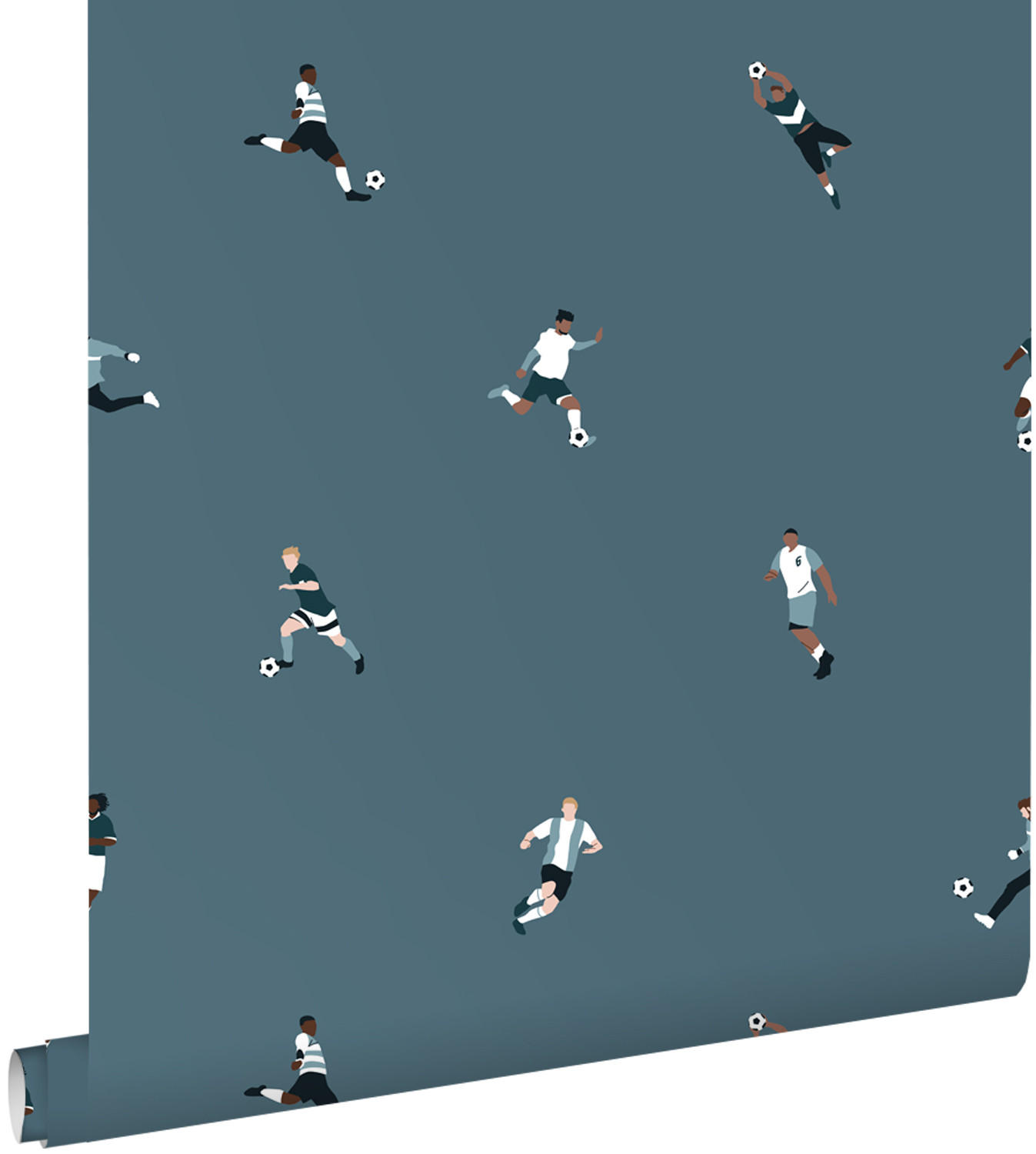 TAPETE Fußballspieler 50 x 900 cm - Blau, Papier (50/0.1cm) - ESTAhome