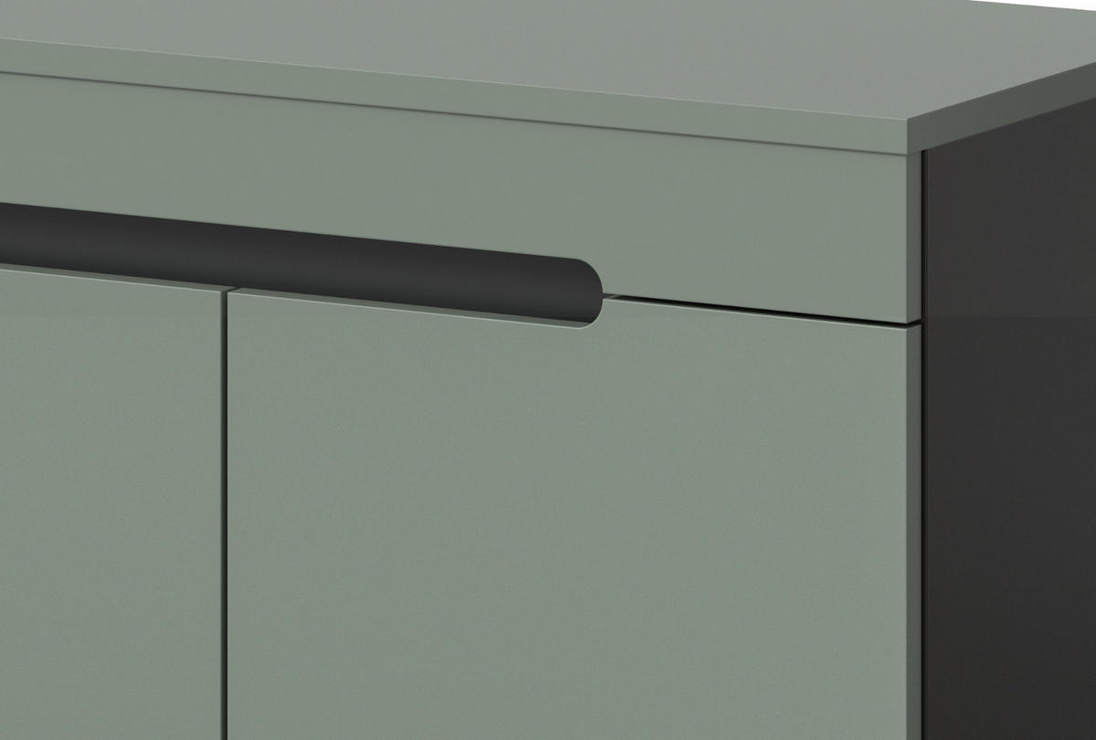 GARDEROBE SET 5-teilig in Salbei Grün und Basalt Grau 175 cm, Soft-Close Cooper - Salbeigrün/Schwarz, Glas/Holzwerkstoff (175/190/37cm) - Inn.Furn