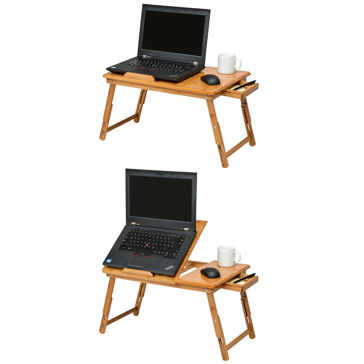 LAPTOPTISCH Helene,55 x 35 x 26 cm,braun - Braun, Holz (55/35/26cm) - tectake