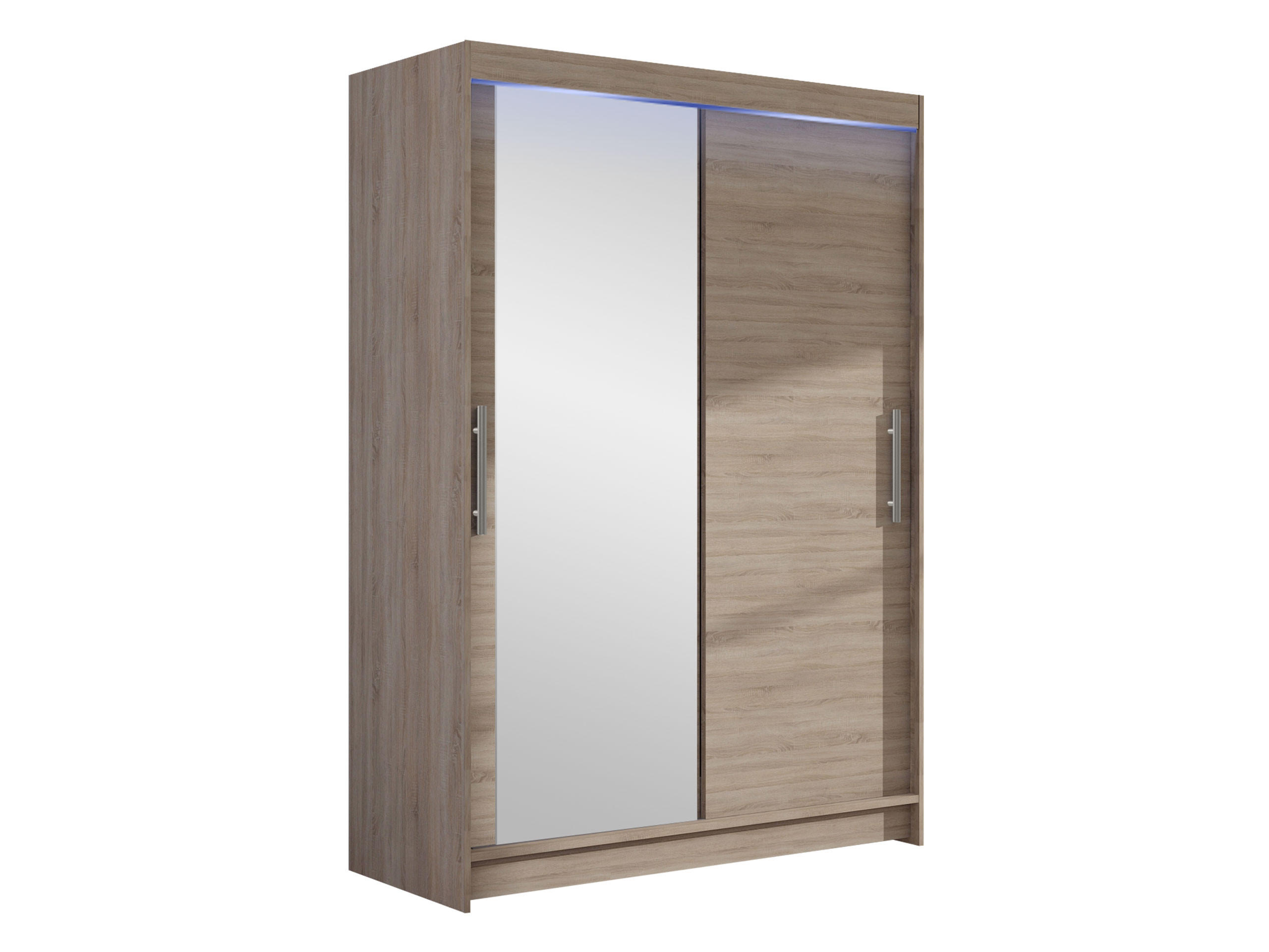 KLEIDERSCHRANK Miami VI, mit RGB LED Beleuchtung - Silberfarben/Trüffeleichefarben, Holzwerkstoff/Kunststoff (120/200/58cm) - MIRJAN24