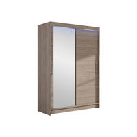 KLEIDERSCHRANK Miami VI, mit RGB LED Beleuchtung - Silberfarben/Trüffeleichefarben, Holzwerkstoff/Kunststoff (120/200/58cm) - MIRJAN24