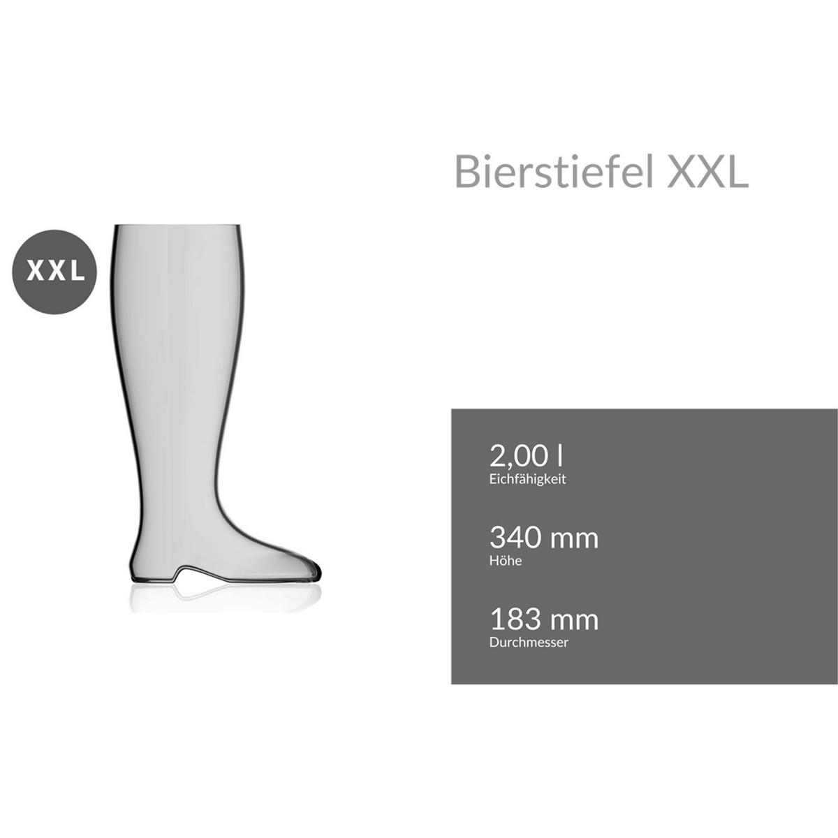 RIESEN-BIERSTIEFEL XXL transparent 2,0 Liter - Transparent, Glas (2L) - Rastal