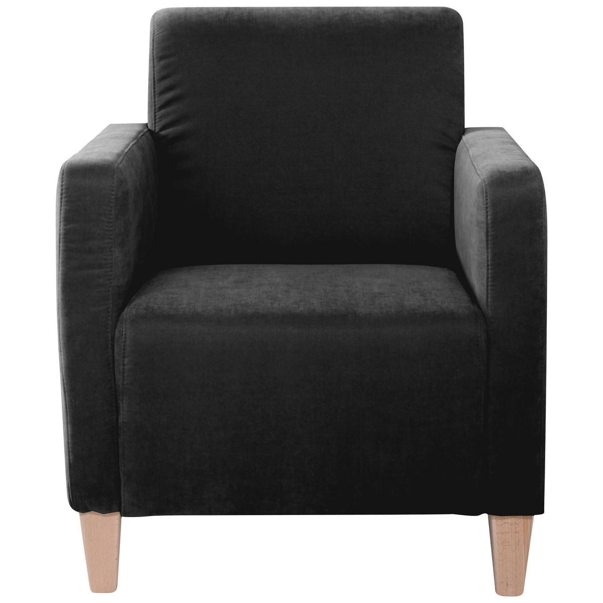SESSEL Karol Bezug Veloursstoff Buche natur / schwarz - Schwarz, Kunststoff (71/81/70cm) - 58aufmkessel