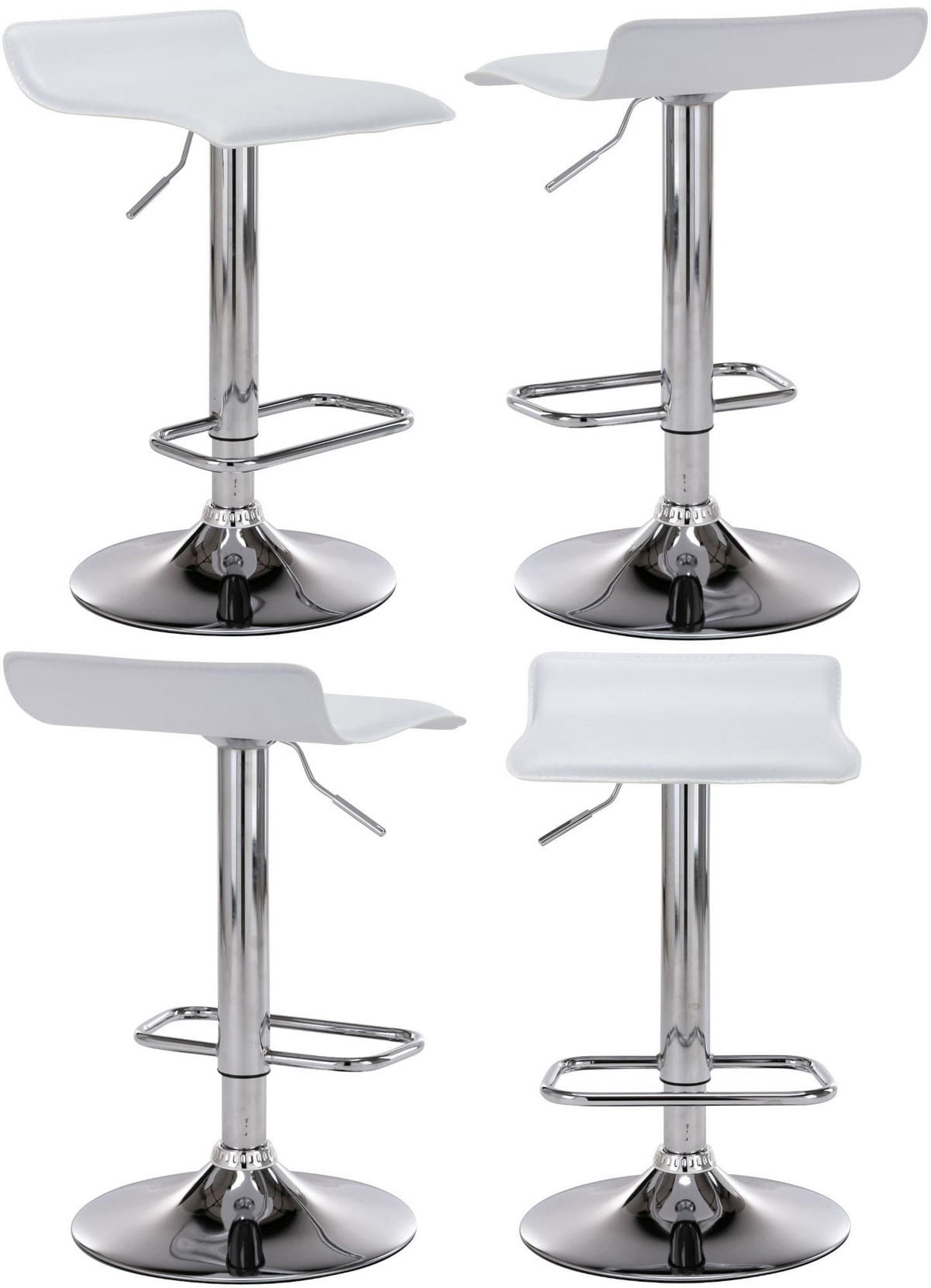 BARTISCH Set 5-tlg. EGON - Weiß, Leder/Metall (60/60/108cm) - DELUKE