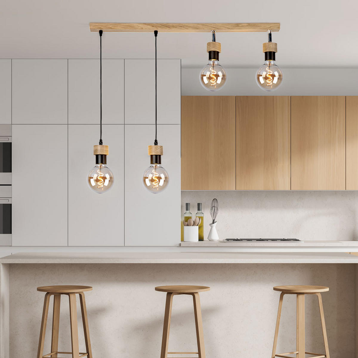 HÄNGELEUCHTE Eichenholz Braun - Braun, Holz (75/3/110cm)