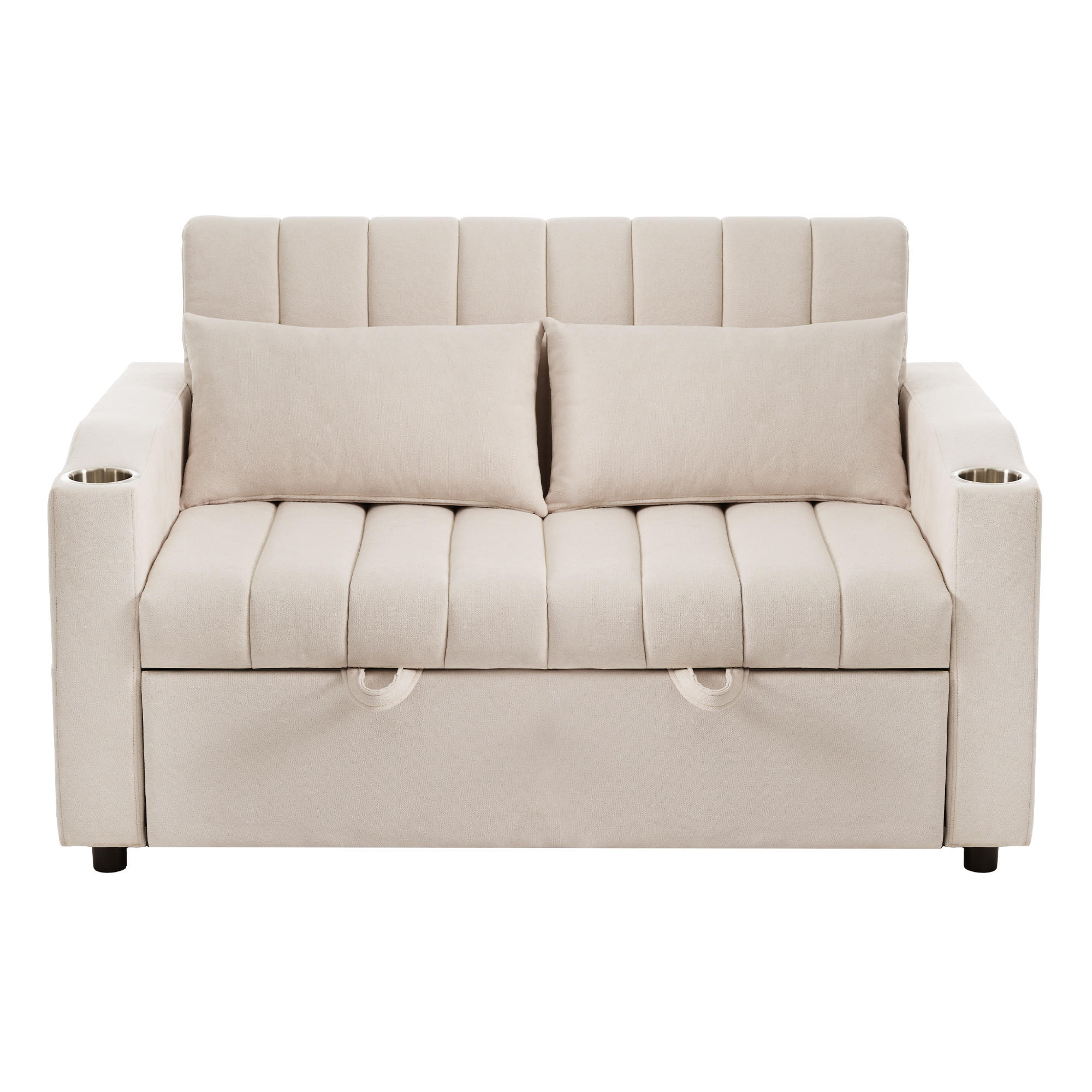 SCHLAFSOFA Multifunktional mit verstellbarer Rückenlehne Beige Baumwolle 136/162/84 cm - Beige, Textil (136/84/162cm) - OKWISH