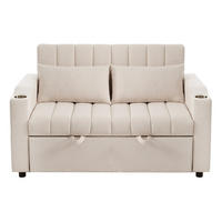 SCHLAFSOFA Multifunktional mit verstellbarer Rückenlehne Beige Baumwolle 136/162/84 cm - Beige, Textil (136/84/162cm) - OKWISH