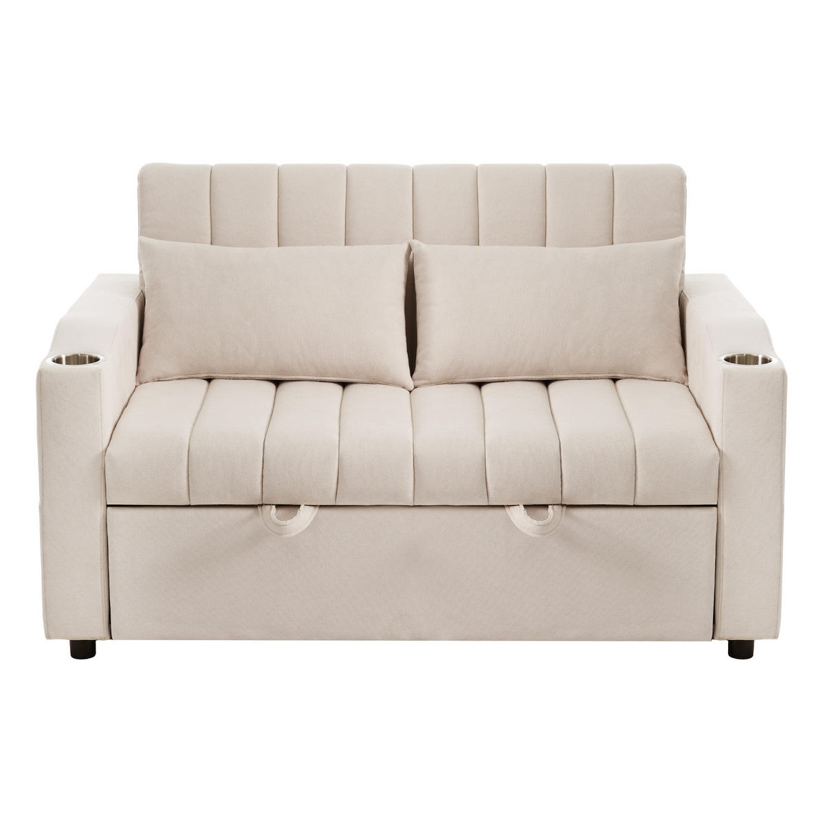 SCHLAFSOFA Multifunktional mit verstellbarer Rückenlehne Beige Baumwolle 136/162/84 cm - Beige, Textil (136/84/162cm) - OKWISH