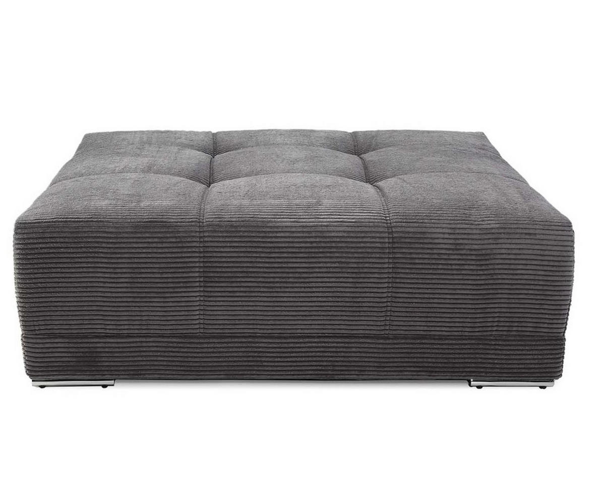 XXL-HOCKER Federkern B120/T120/H39 cm (passend zum BIG-SOFA) Cord Grau Anthrazit / 15175 - Chromfarben/Schieferfarben, Textil/Metall (120/39/120cm) - luma-home