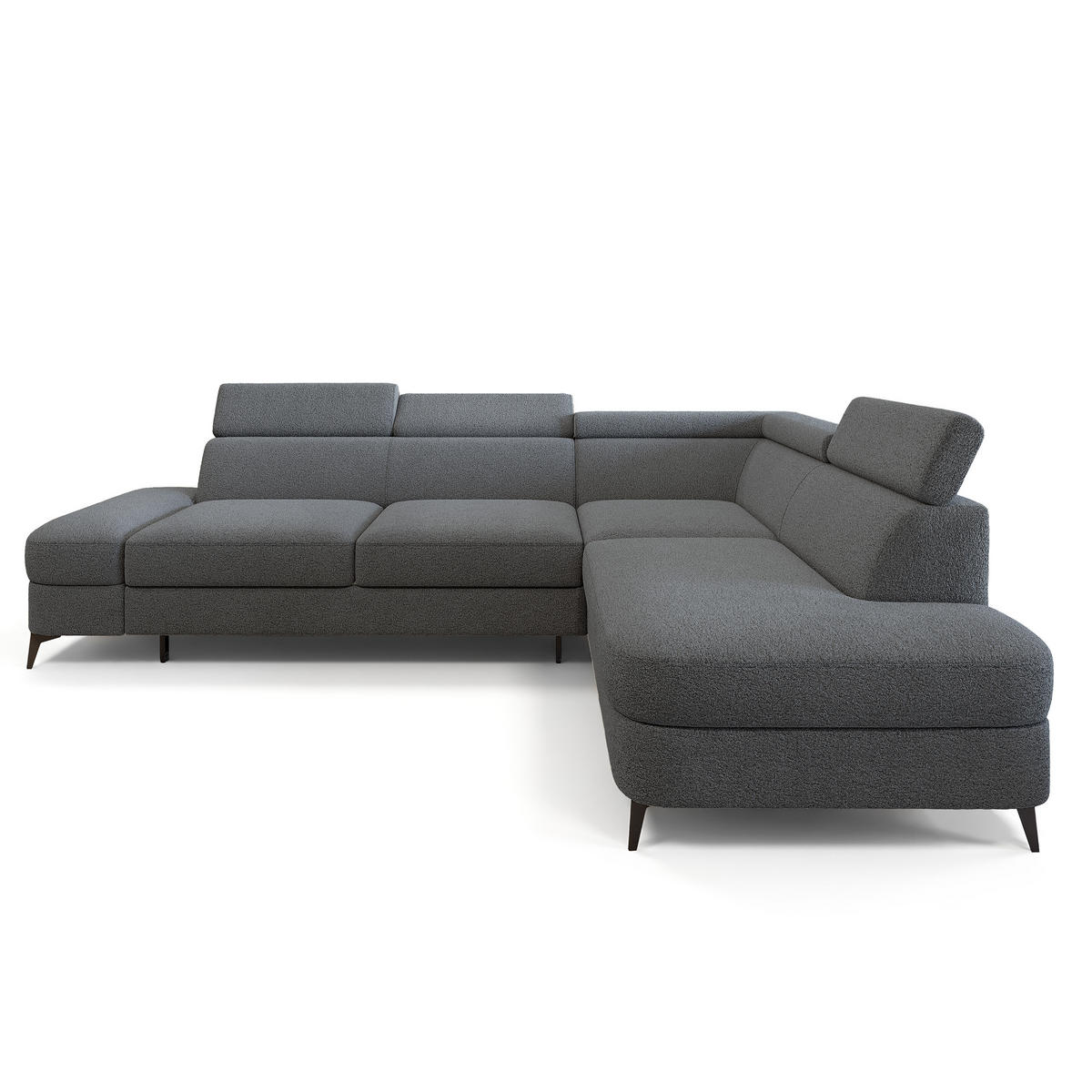 ECKSOFA AVISE Q R-S Grau Boucle-Stoff mit Schlaffunktion - Grau, Holzwerkstoff/Textil (268/195cm) - MASSENO