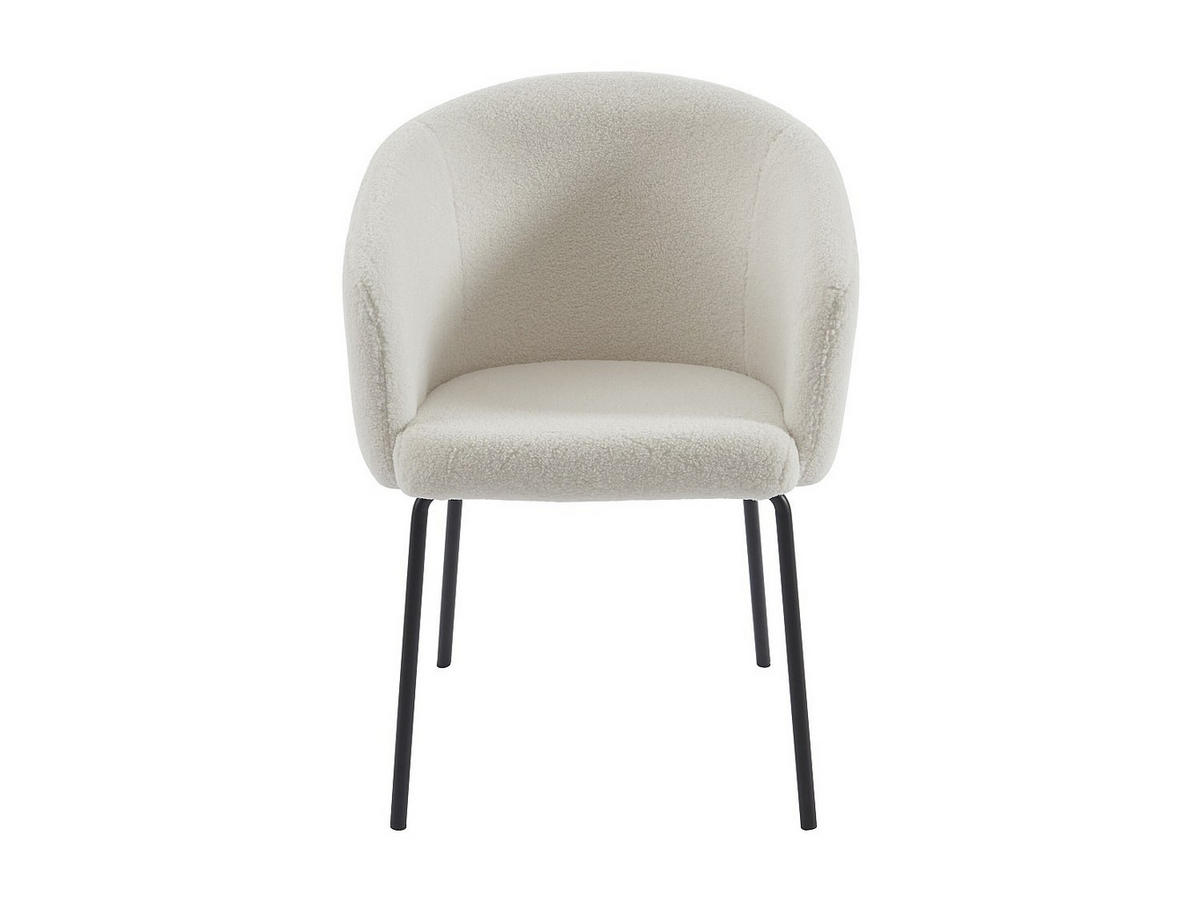 STUHL mit Armlehnen 2er-Set - Bouclé-Stoff & Metall - Cremefarben - MORONI - Creme, Textil (58.5/79/56.5cm) - Pascal Morabito