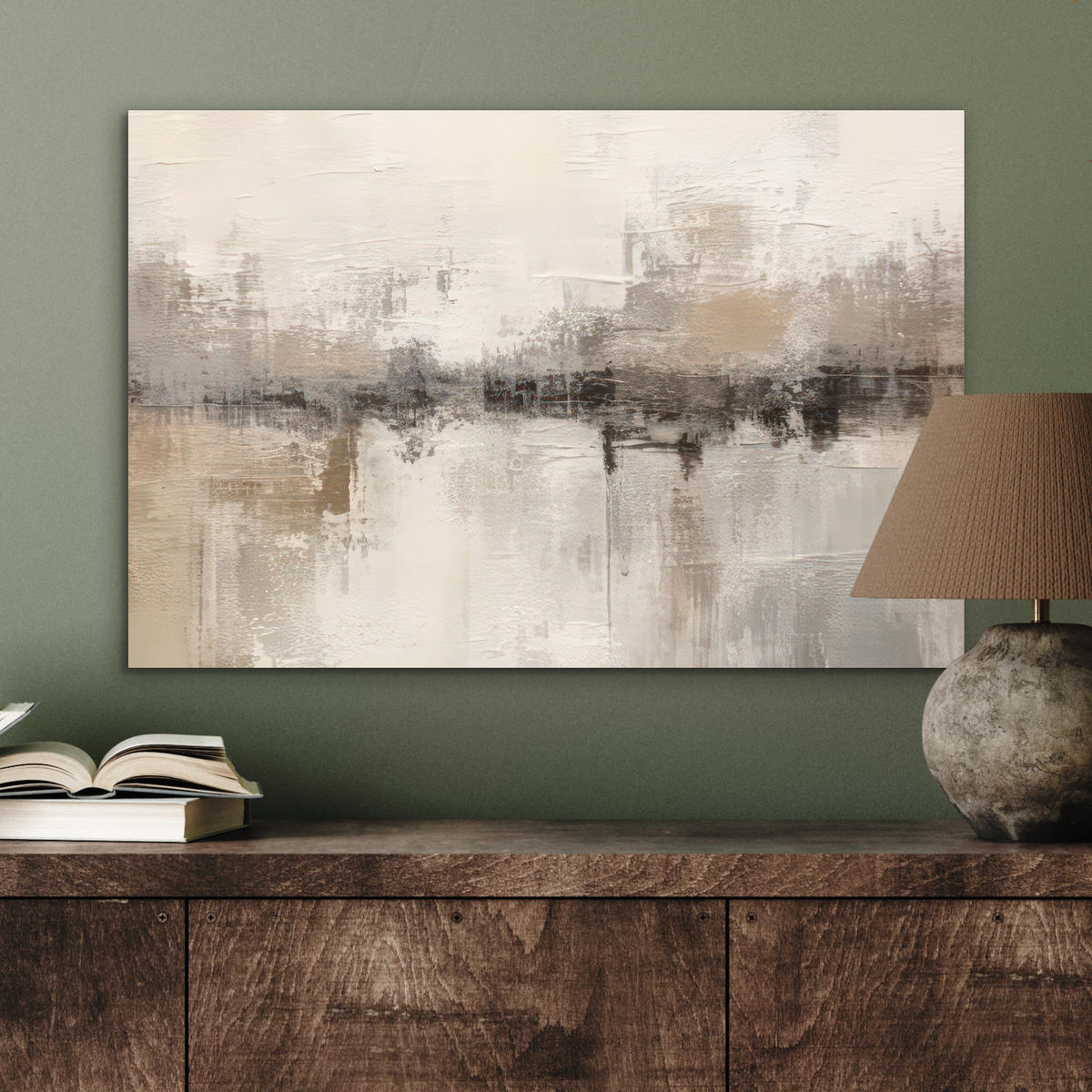 METALLBILD Moderne Kunst - Abstrakt - Beige 60x40 cm - Beige, Metall (60/40cm) - MuchoWow