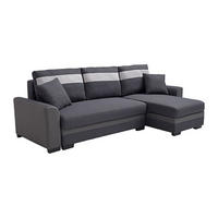 ECKSOFA mit Schlaffunktion - Ecke wechselbar - Stoff & Kunstleder - Anthrazit - GIANY II - Anthrazit, Leder (242/135cm) - Vente-Unique