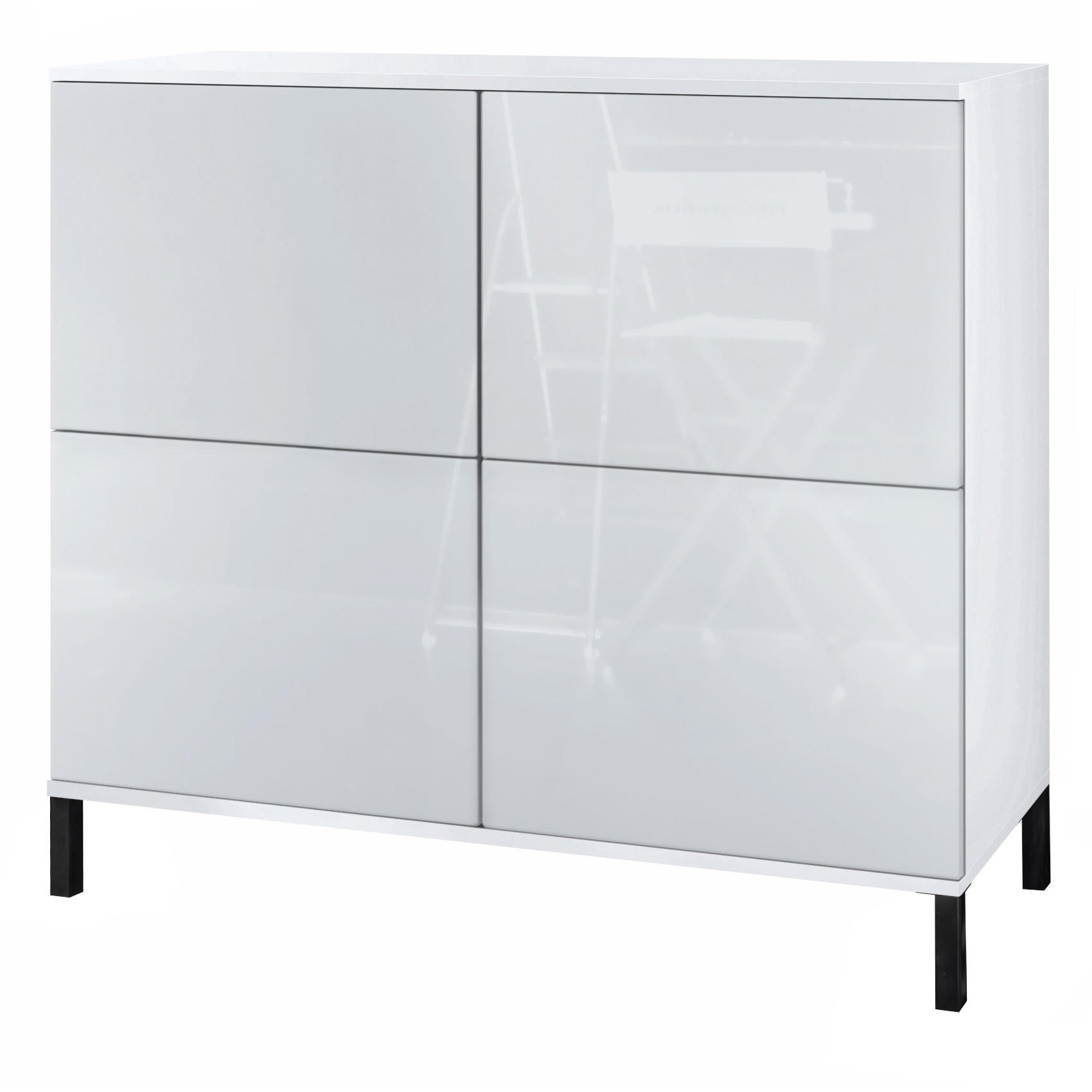 KOMMODE Rova Weiß Hochglanz - Weiß Hochglanz, Holzwerkstoff (92.5/83.5/35cm) - Vladon