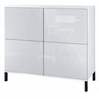 KOMMODE Rova Weiß Hochglanz - Weiß Hochglanz, Holzwerkstoff (92.5/83.5/35cm) - Vladon
