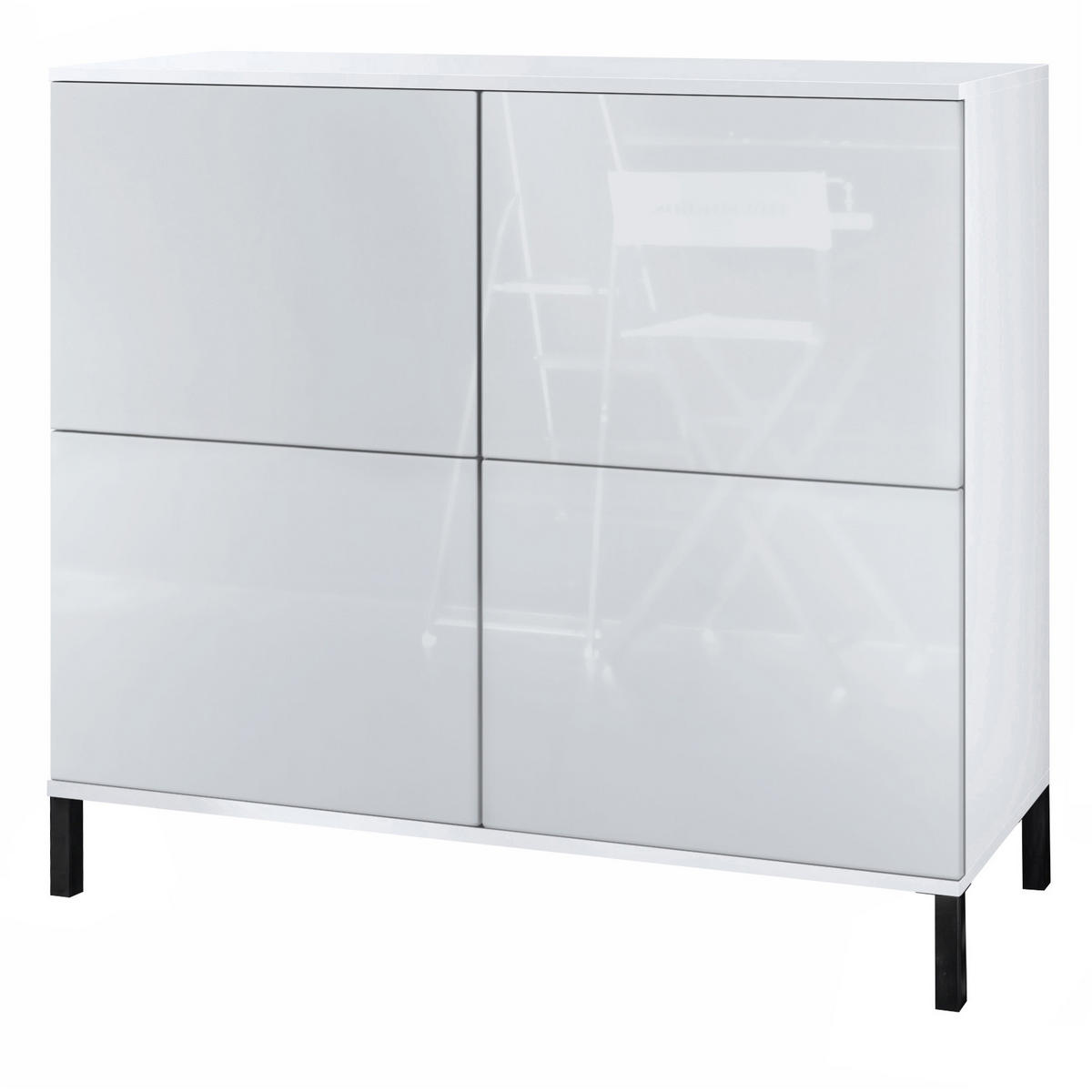 KOMMODE Rova Weiß Hochglanz - Weiß Hochglanz, Holzwerkstoff (92.5/83.5/35cm) - Vladon