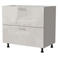 SCHUBLADENUNTERSCHRANK Brerra D2A/90/1A Korpus weiß / Front RAL 9001 creme Hochglanz 90 / 50 / 82 cm - Creme/Weiß, Holz/Holzwerkstoff (90/82/50cm) - Feldmann-Wohnen