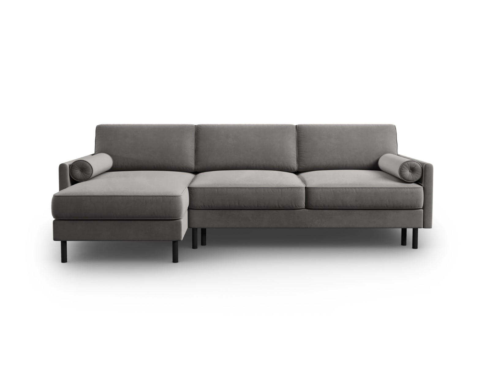 AUSKLAPPBARES-ECKSOFA links mit Container Scott aus Samt hellgrau 5 Sitzplätze - Hellgrau, Textil (142/212cm) - Micadoni
