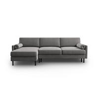 AUSKLAPPBARES-ECKSOFA links mit Container Scott aus Samt hellgrau 5 Sitzplätze - Hellgrau, Textil (142/212cm) - Micadoni