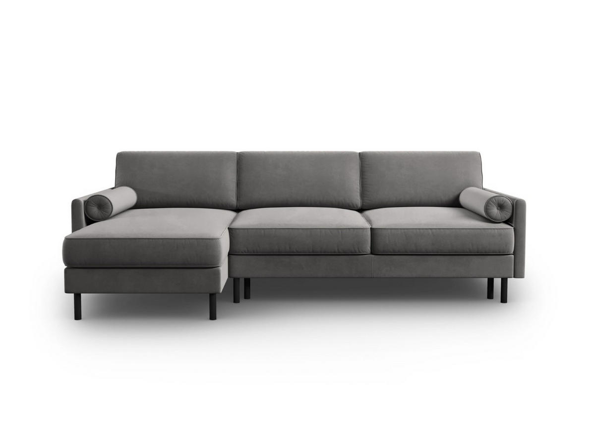 AUSKLAPPBARES-ECKSOFA links mit Container Scott aus Samt hellgrau 5 Sitzplätze - Hellgrau, Textil (142/212cm) - Micadoni