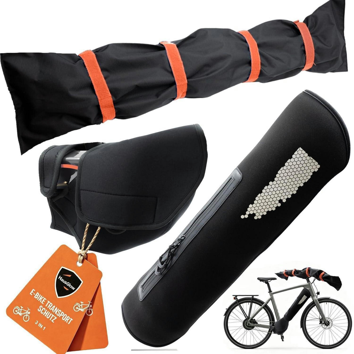 E-BIKE Transportschutz Set 3-teilig Wetterfest Orange - Orange, Textil (22/5/90cm)