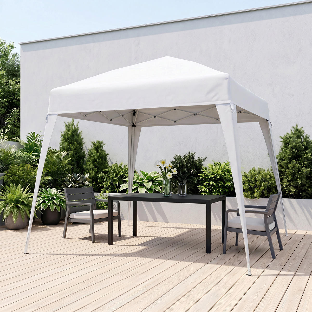 FALTPAVILLON, Grau, Stahl, Oxford - Weiß, Metall (240/250/240cm) - Outsunny