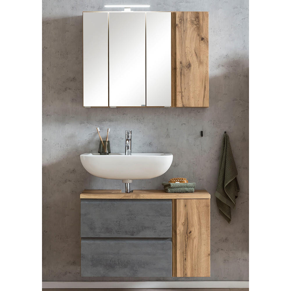 BADMÖBEL-SET Vasto-03 - Grau, Holzwerkstoff (85/200/35cm) - Lomado