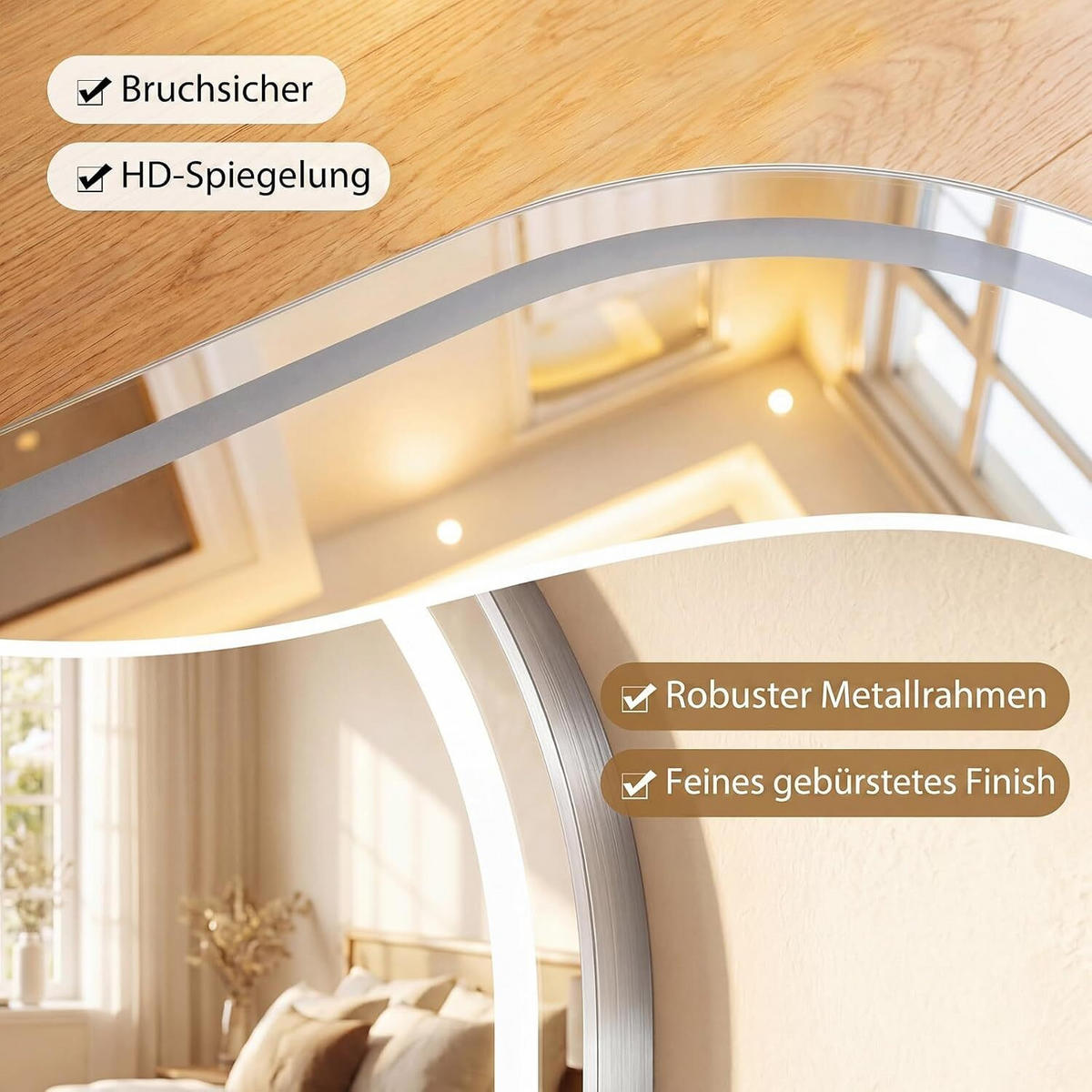 BADEZIMMERSPIEGEL oval silber - Silberfarben, Glas (50/80/4cm) - COSTWAY