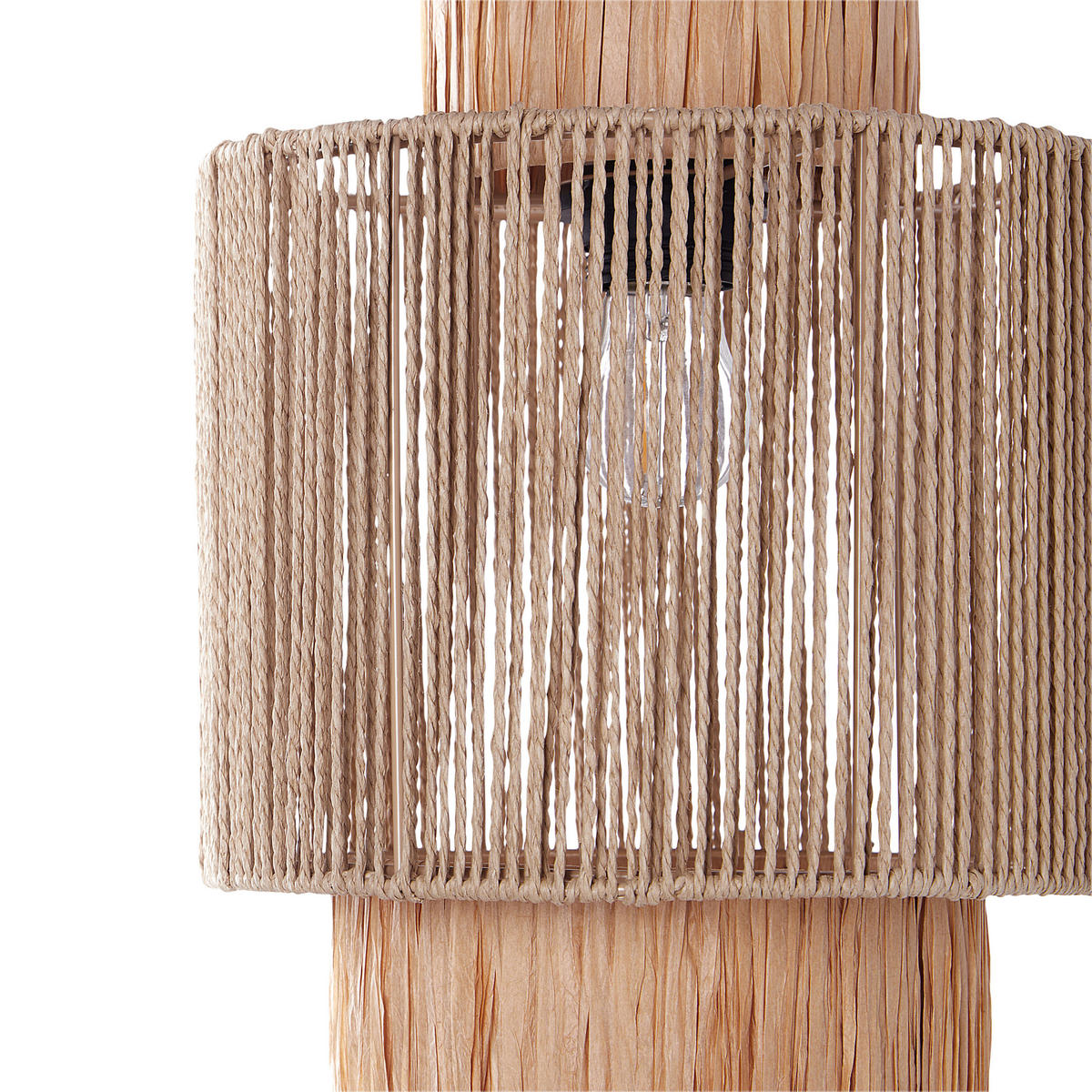 WANDLAMPE 2er Set Naturfarben/Schwarz Jamma - Schwarz/Naturfarben, Naturmaterialen (30/36/24cm) - Beliani