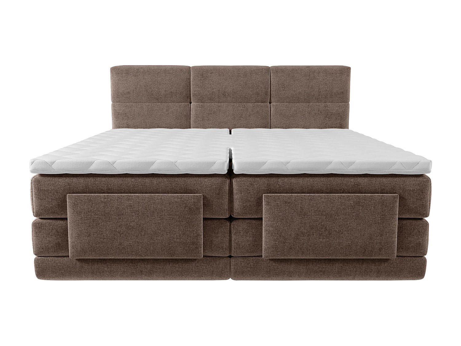 BOXSPRINGBETT - 2 Personen - stoff - braun Lodi - Braun, Textil (90/200cm) - Vente-Unique