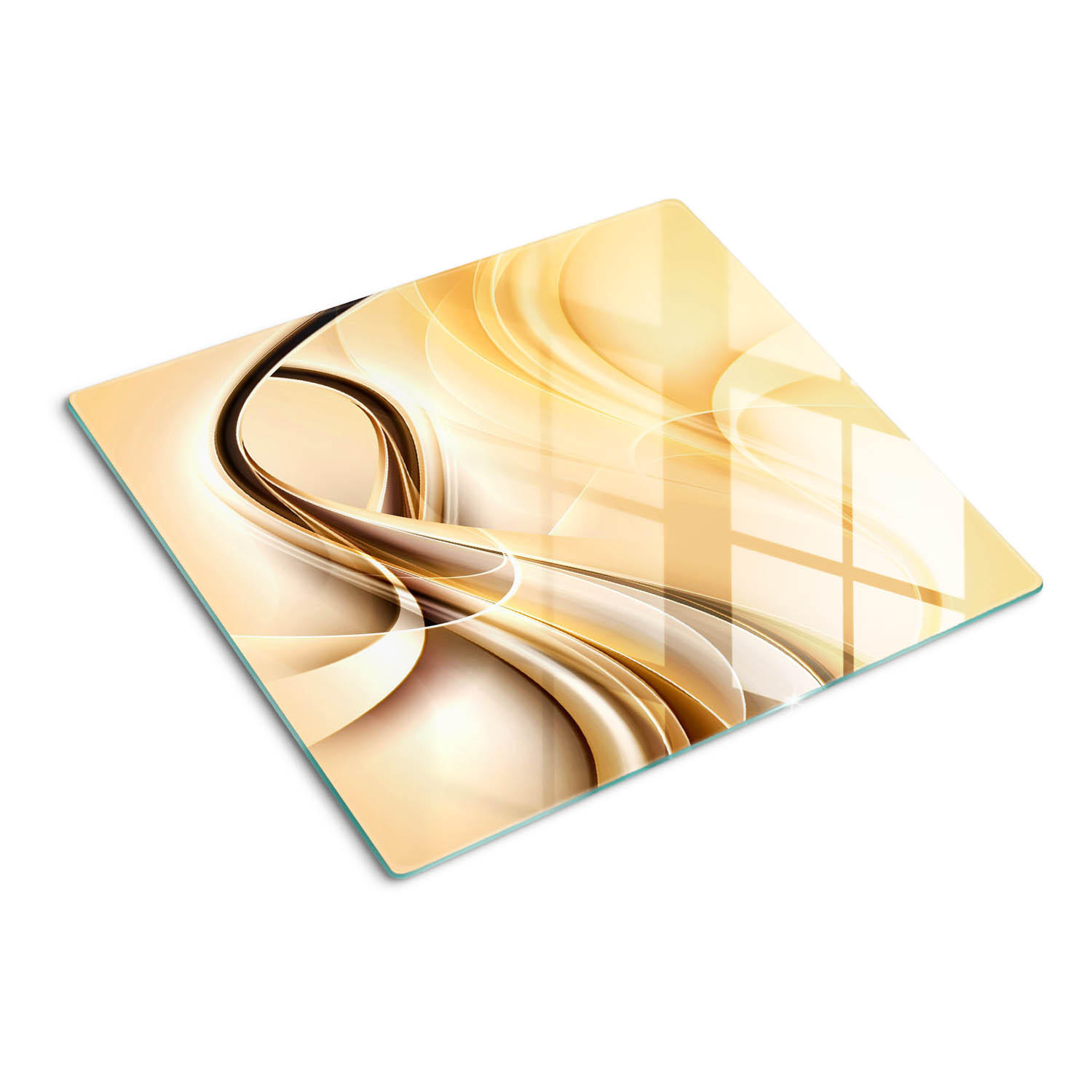 GLASPLATTE 60x52 cm Abstrakte Wellen - Braun, Glas (60/0.4/52cm) - TULUP