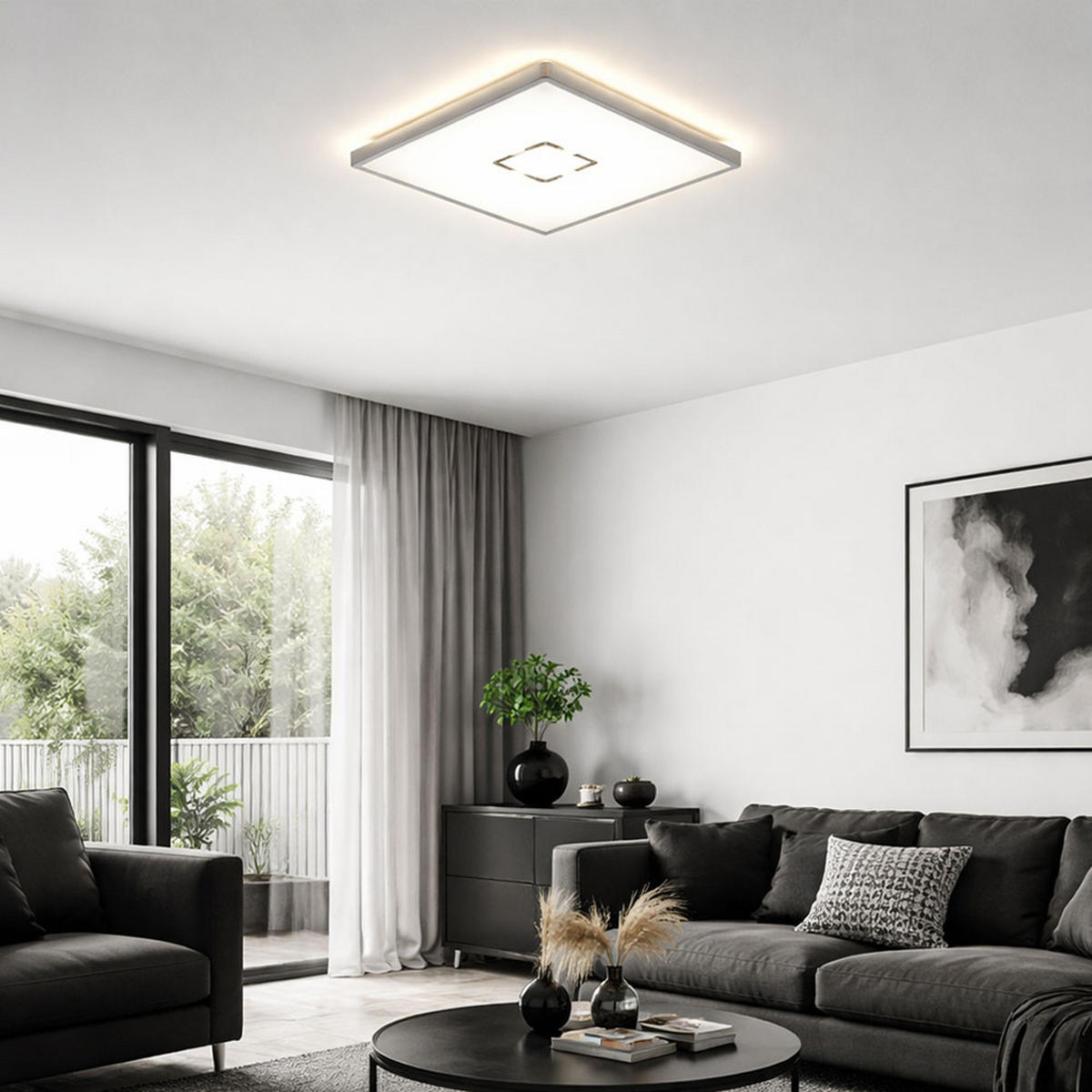 LED DECKENLEUCHTE Silber Backlight - Silberfarben, Kunststoff (29.3/29.3/2.8cm) - Briloner