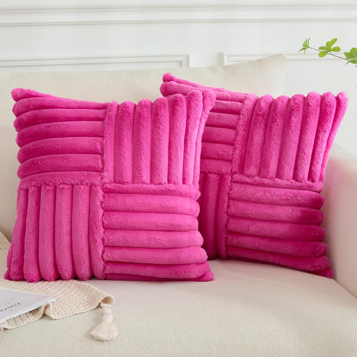 KISSENHÜLLE UNI Plüsch & Samt 45/45 cm - Magenta, Textil (45/45cm) - Kaket