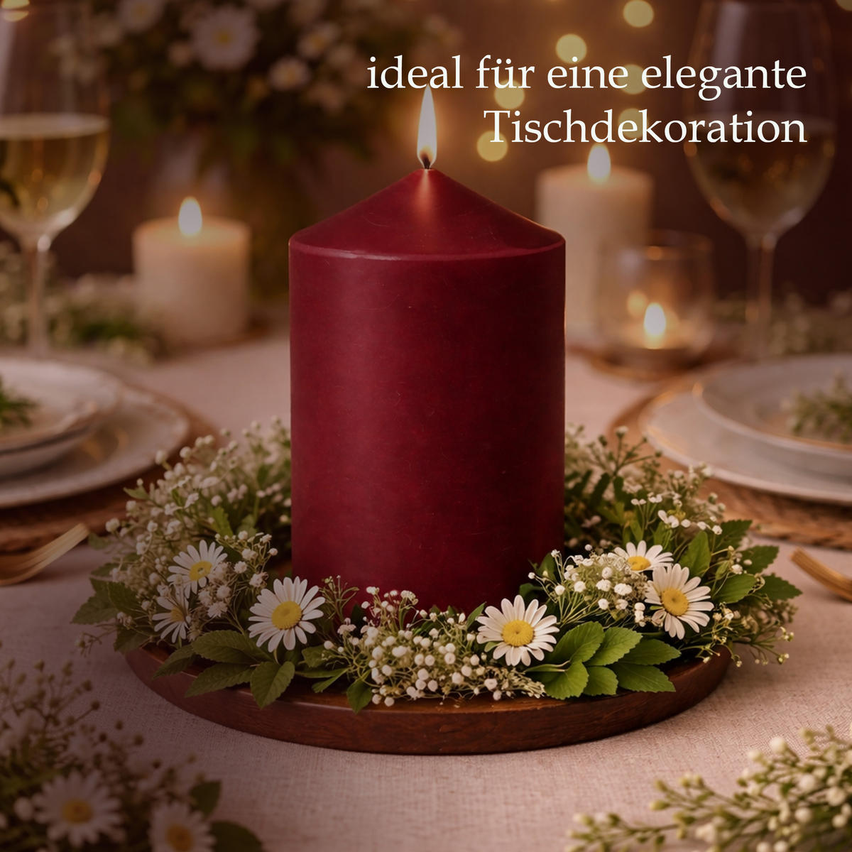 STUMPENKERZEN Ø8cm x 15cm Rubinrot (2er Pack) - Rot, Naturmaterialien (15cm) - HS Candle