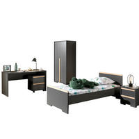 KINDERZIMMER komplett Set 5-tlg. Kariotta 8 Anthrazit Griffe Massivholz - Anthrazit, Holzwerkstoff (540/1/302cm) - 58aufmkessel