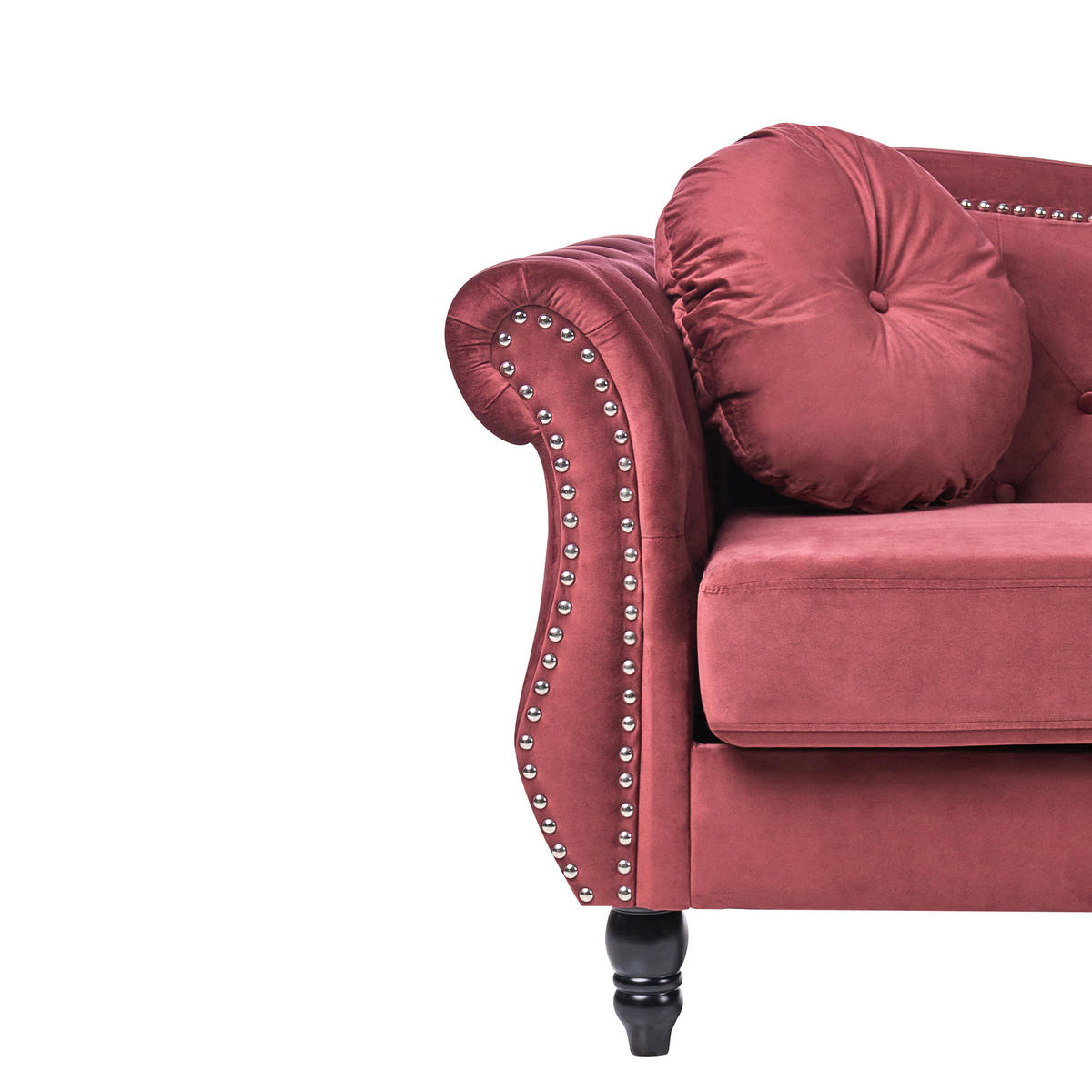 3-SITZER-SOFA Samtstoff Dunkelrot Skien - Dunkelrot, Textil (204/86/78cm) - Beliani