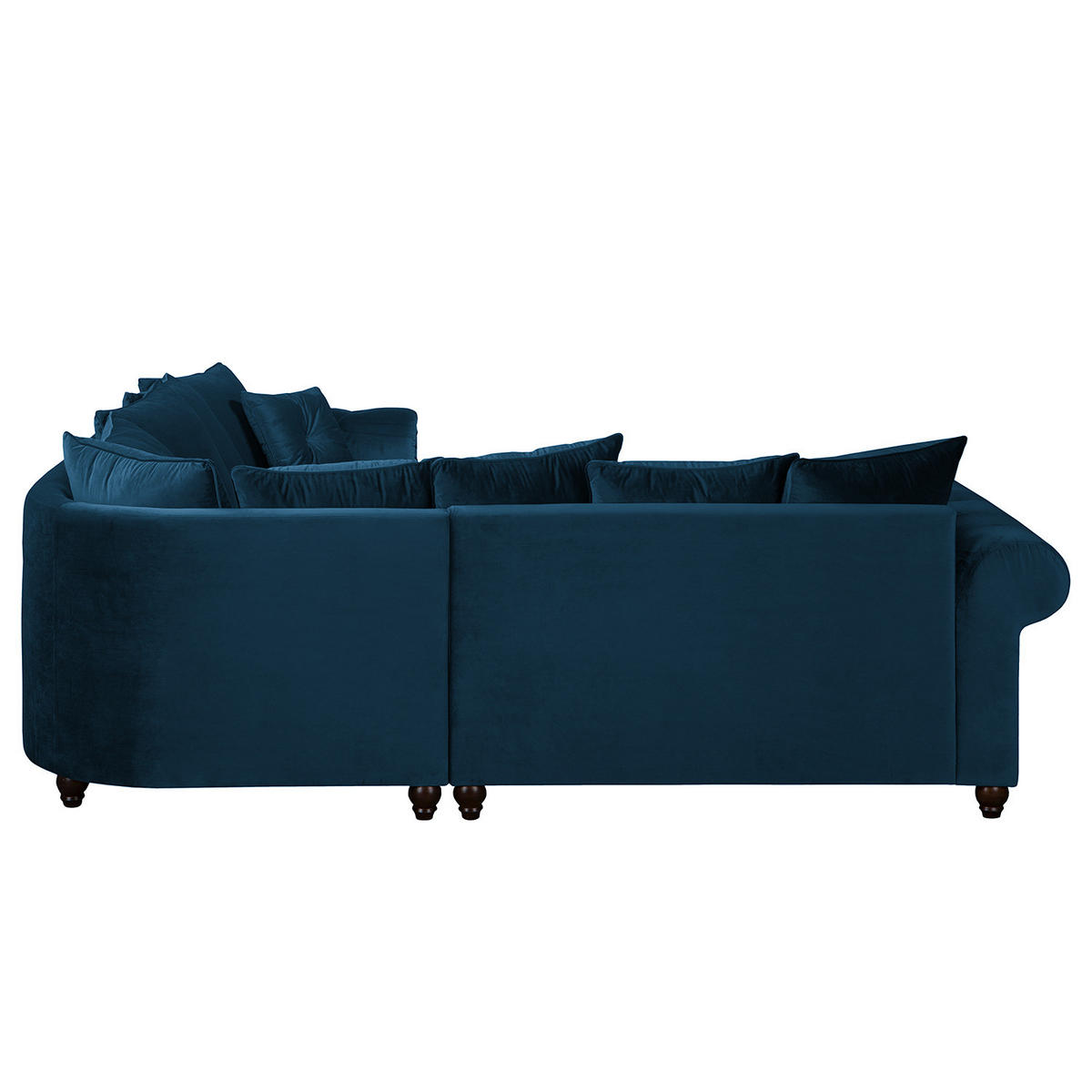 ECKSOFA - Samt - Silberfarben/Dunkelblau, Buchenholz/Textil (260/260cm) - home24