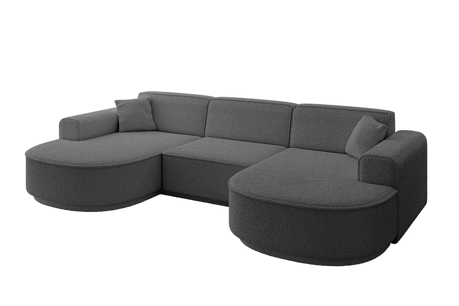 WOHNLANDSCHAFT MARI-U1 - 295x163x81 cm Grau Bouclé - Schwarz/Grau, Holzwerkstoff/Kunststoff (295/81/163cm) - ALTDECOR