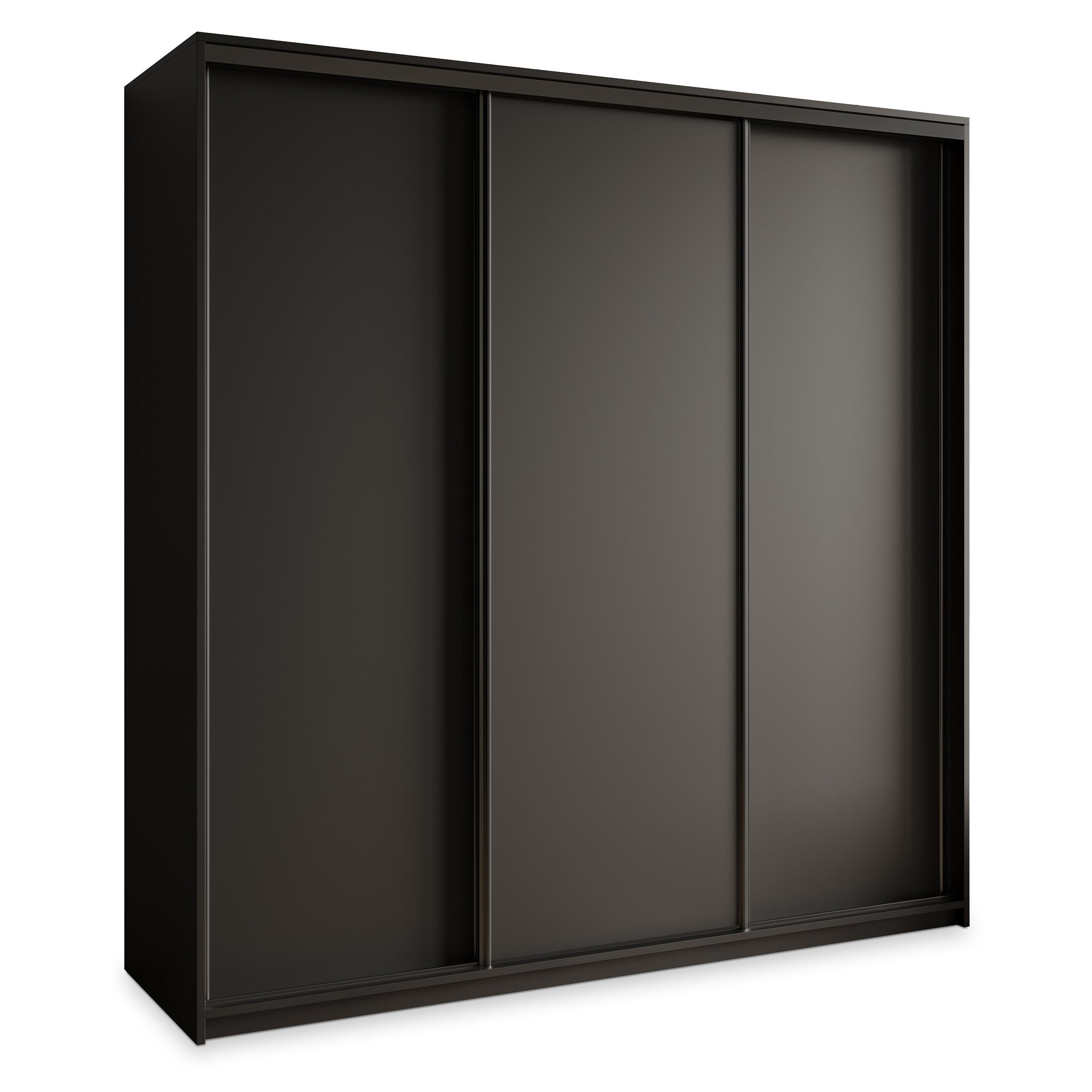 SCHWEBETÜRENSCHRANK NISSE 200/205/60 cm 3-türig Schwarz - Schwarz, Holzwerkstoff (200/205/60cm) - MASSENO