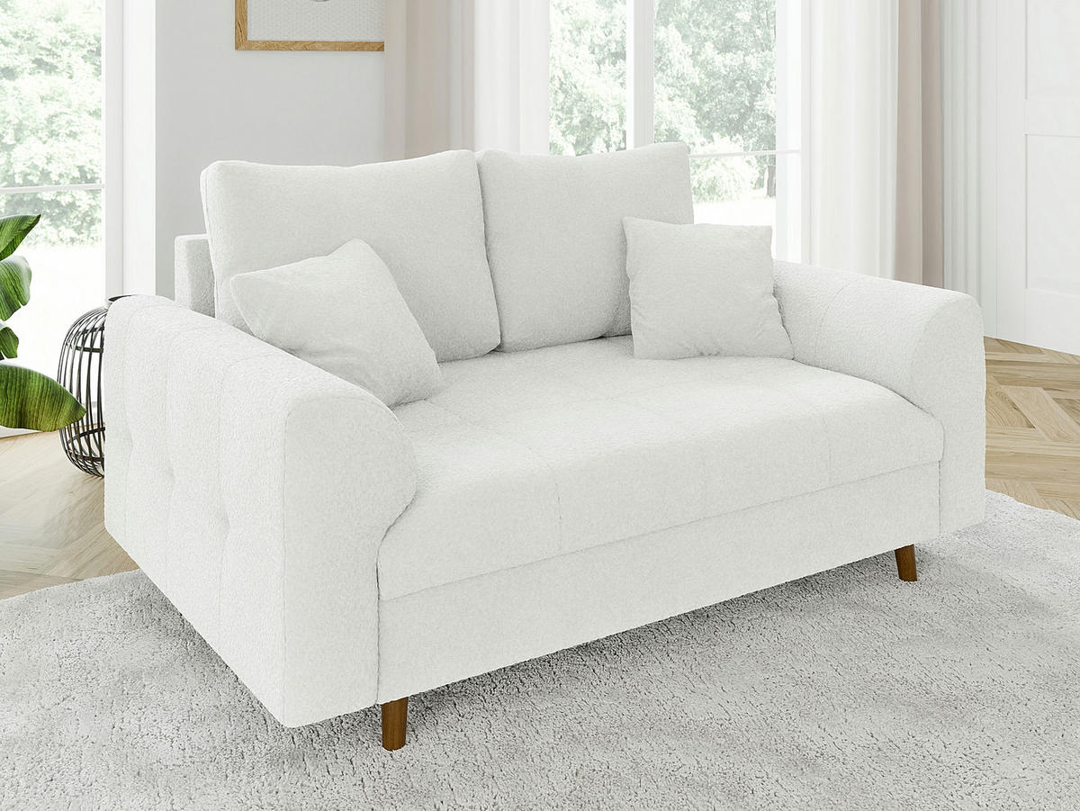 SITZGARNITUR 3+2+1 Henrik Weiß Boucle - Schwarz/Weiß, Holz/Textil (210/81/93cm) - S-Style Möbel