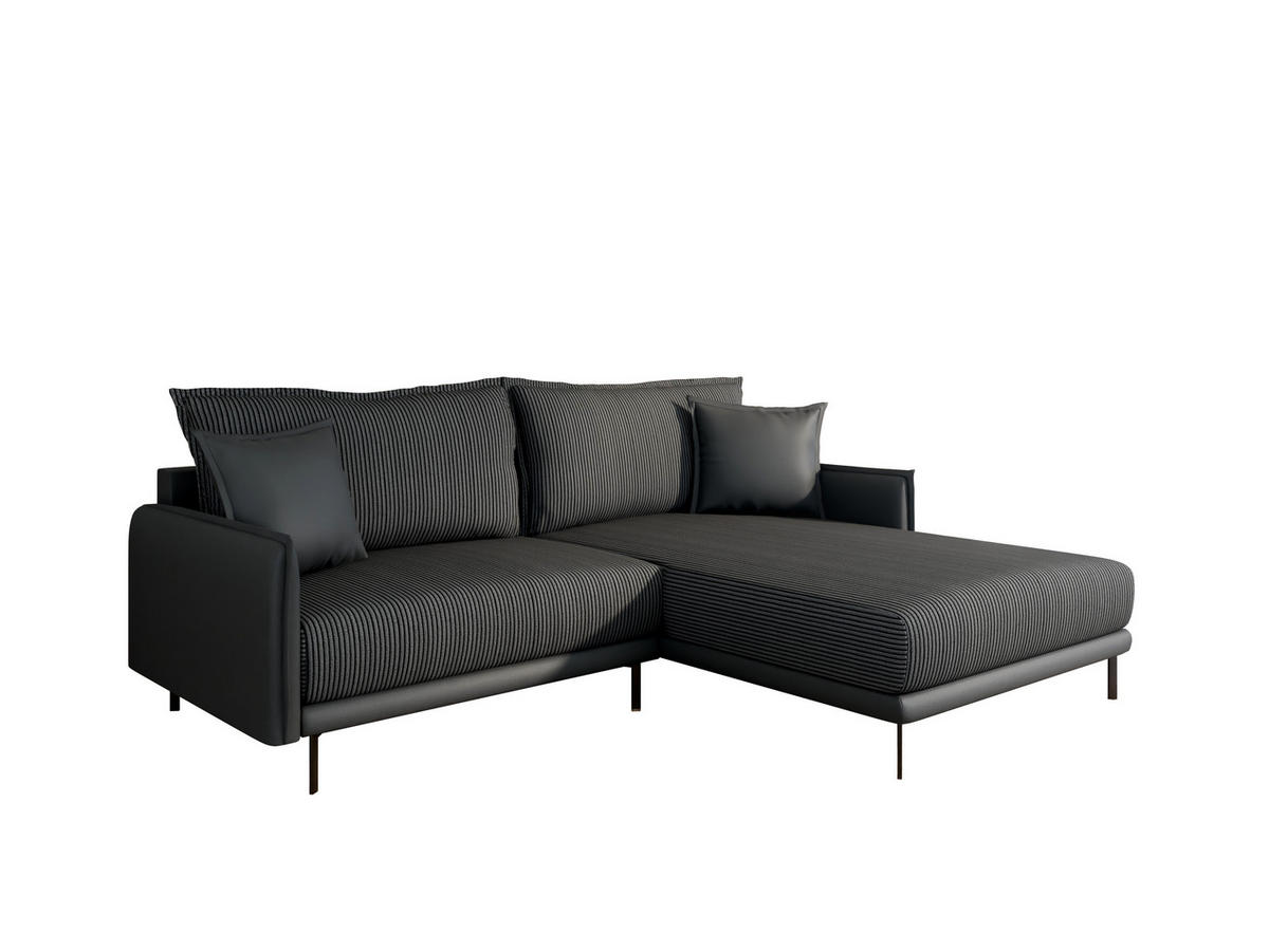 ECKSOFA Selva – modernes Design trifft auf höchsten Komfort, Schwarz - Schwarz, Holz (246/190cm) - Panda Möbel