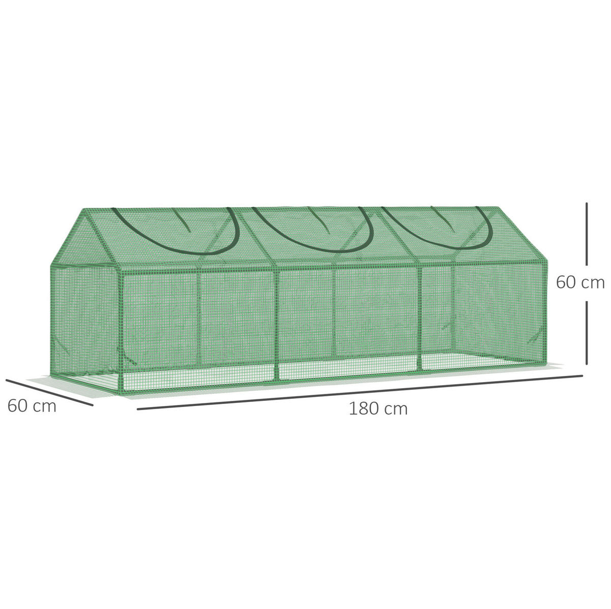 GEWÄCHSHAUS aus Stahl 180x60x60 cm in Dunkelgrün mit aufrollbaren Fenstern - Dunkelgrün, Metall (60/60/180cm) - Modfu