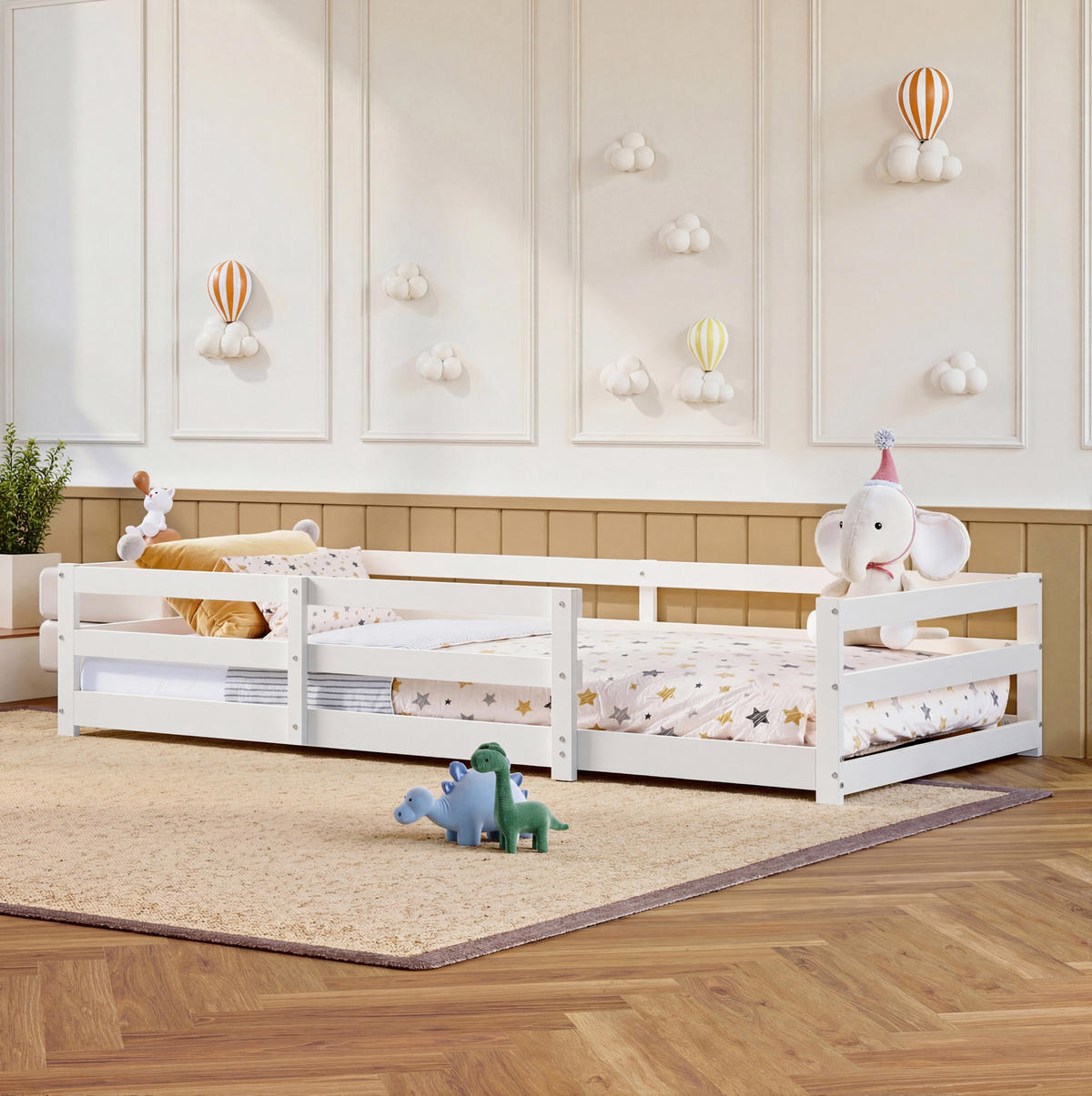 KINDERBETT Montessori 90/200 cm, weiß mit Lattenrost - Weiß, Holz (90/200cm) - MIVRAY