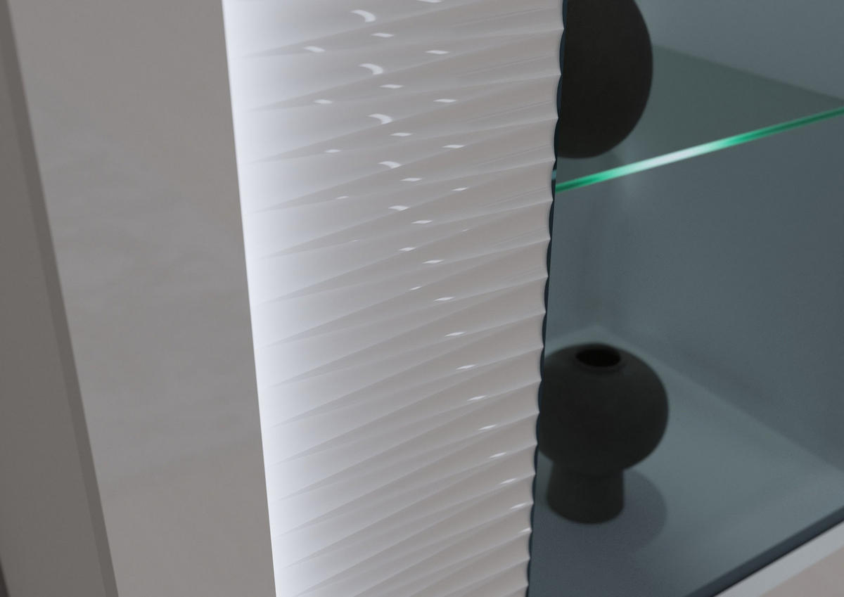 VITRINE SKYLIGHT (B/H/T: ca. 60/202/37 cm) in Weiß/weiß hochglanz - Weiß, Holzwerkstoff (60/202/37cm)