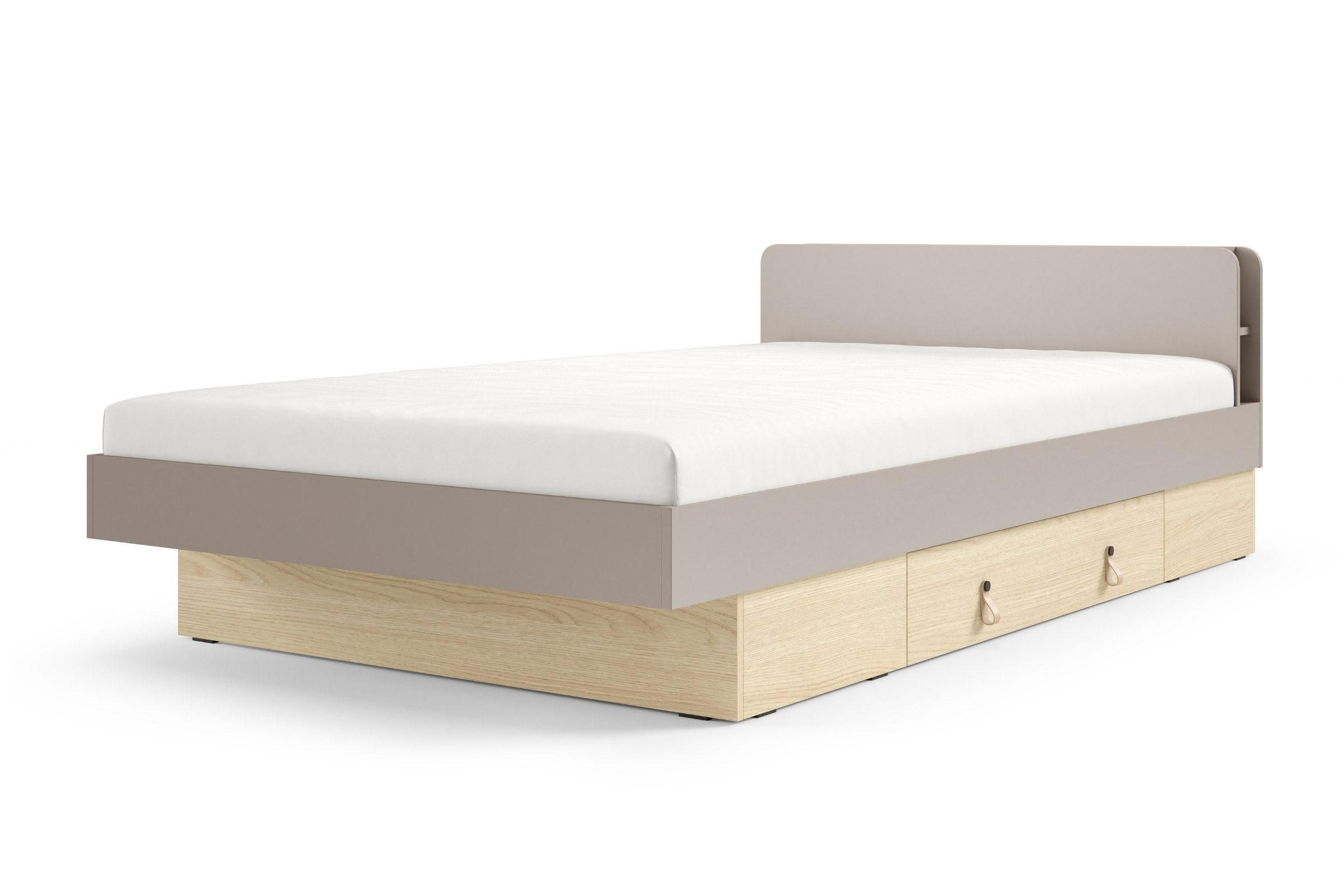 JUGENDBETT SOVI 19 120 / 200 cm in Porcini / Eiche Mavelie - Greige/Eichefarben, Holzwerkstoff (120/200cm) - Deine Möbel 24